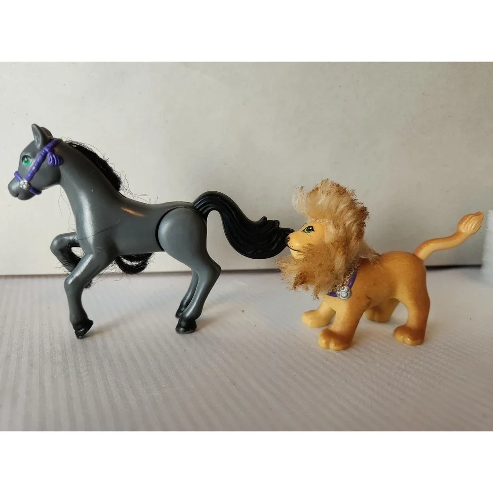 Vintage Kenner 1990s Littlest Pet Shop Ponies-3, Male Lion, Gray Bunny, & Puppy